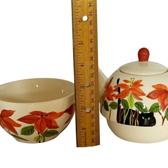 Herman Dodge and Son Hand Painted Black Cat Tea Pot & Cup - Picture 11 of 12